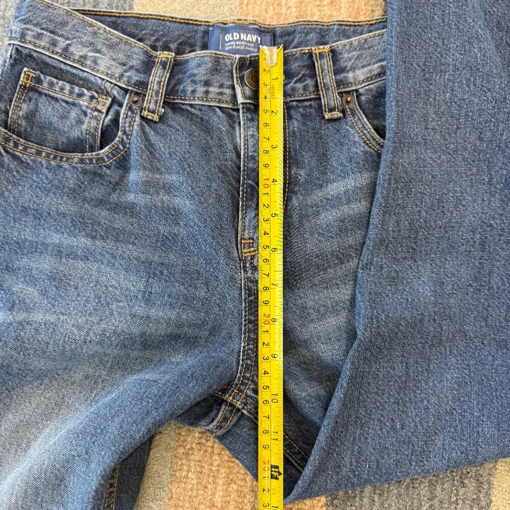 Old Navy Boys Loose Didley Bootcut Jeans Size 14 Dark Wash 100% Cotton